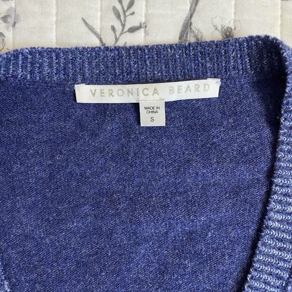 Veronica Beard CASHMERE Navy V Neck Folded Cuffs Soft Pullover Sweater Small - Picture 6 of 10